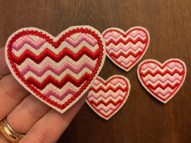 Red and Pink Chevron Heart Bopper Topper